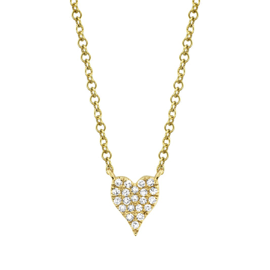 0.05Ct 14K Y/G Diamond Pave Heart Necklace