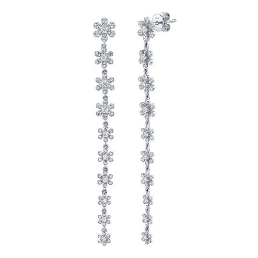 0.91Ct 14K W/G Diamond Flower Earring