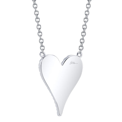 0.11Ct 14K W/G Diamond Pave Heart Necklace