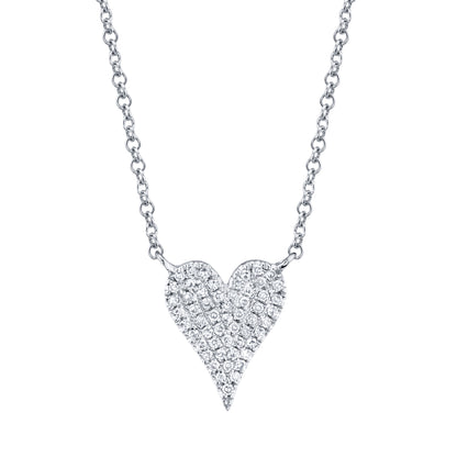 0.11Ct 14K W/G Diamond Pave Heart Necklace