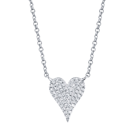 0.11Ct 14K W/G Diamond Pave Heart Necklace