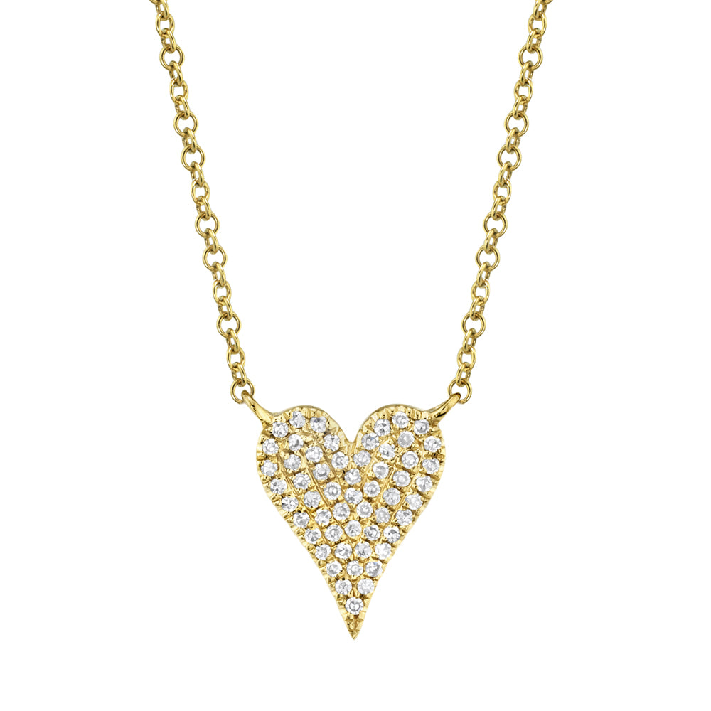 0.11Ct 14K Y/G Diamond Pave Heart Necklace
