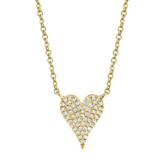 0.11Ct 14K Y/G Diamond Pave Heart Necklace