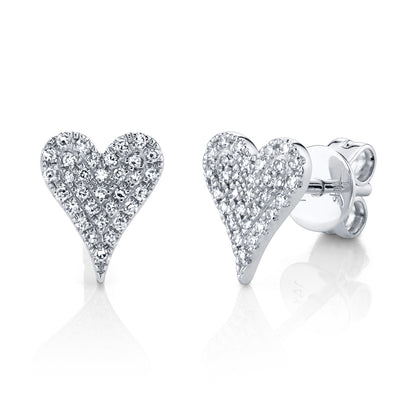 0.14Ct 14K W/G Diamond Pave Heart Stud Earring