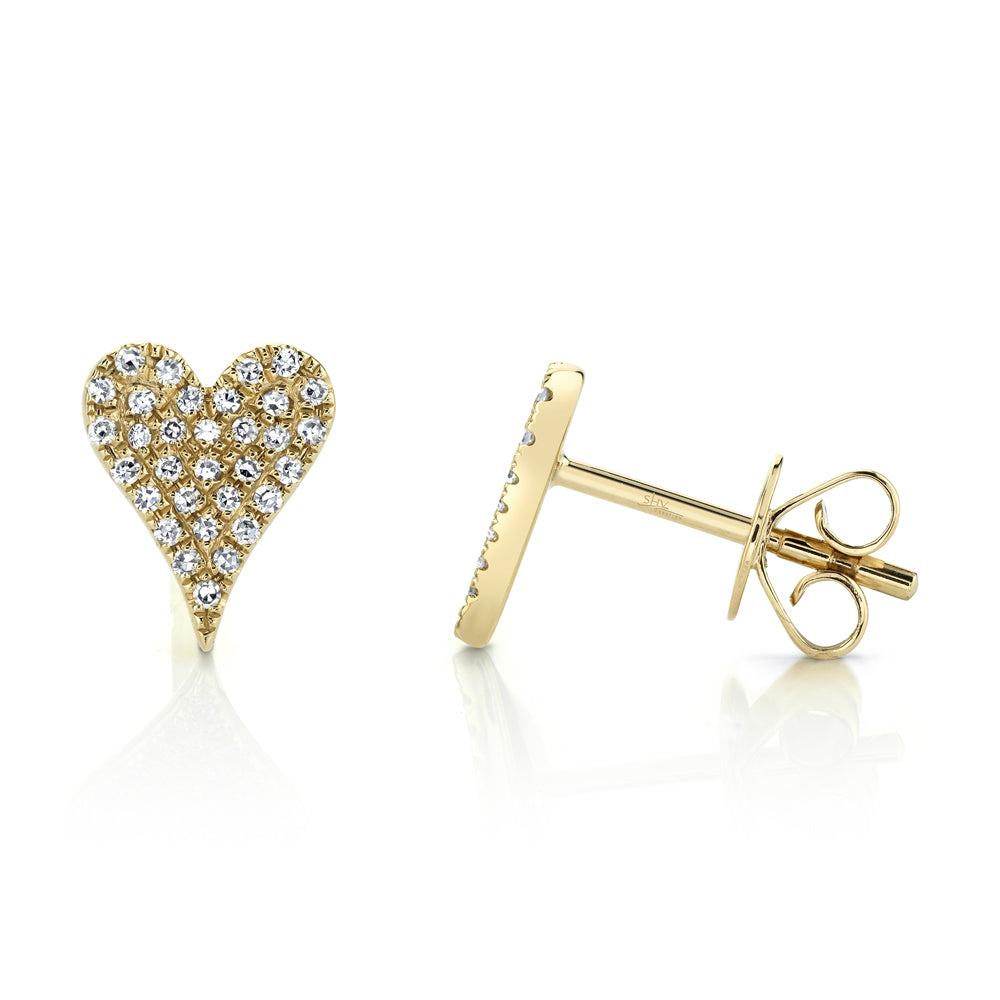 0.14Ct 14K Y/G Diamond Pave Heart Stud Earring