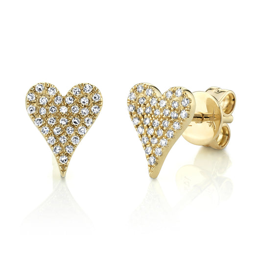 0.14Ct 14K Y/G Diamond Pave Heart Stud Earring