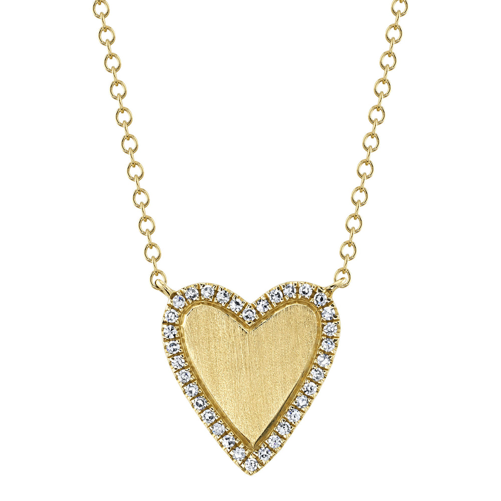 0.09Ct 14K Y/G Diamond Heart Matte Necklace