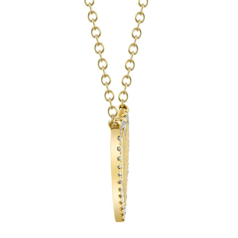 0.09Ct 14K Y/G Diamond Heart Matte Necklace