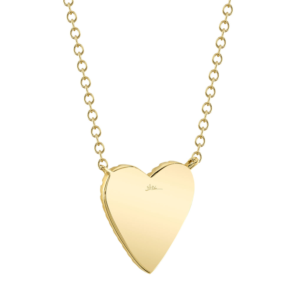 0.09Ct 14K Y/G Diamond Heart Matte Necklace