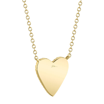 0.09Ct 14K Y/G Diamond Heart Matte Necklace