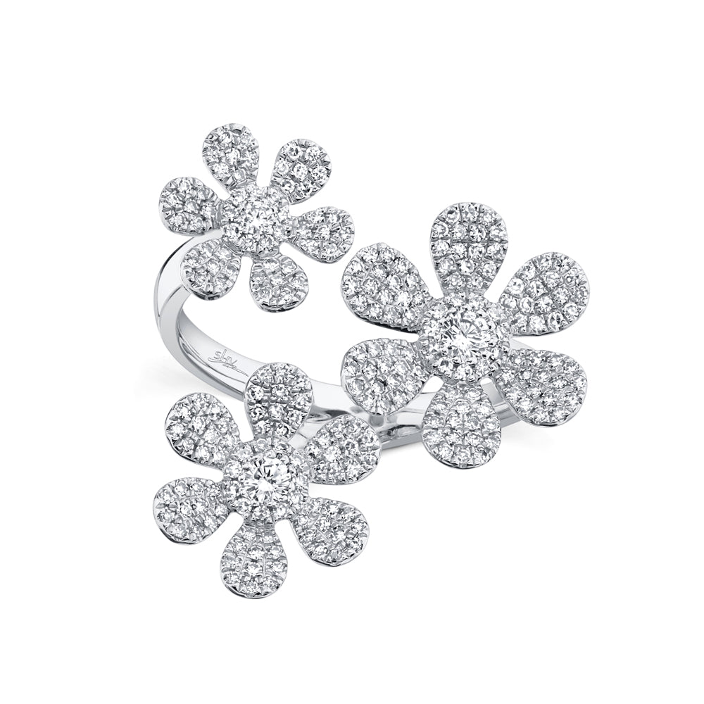 0.62Ct 14K W/G Diamond Flower Ring