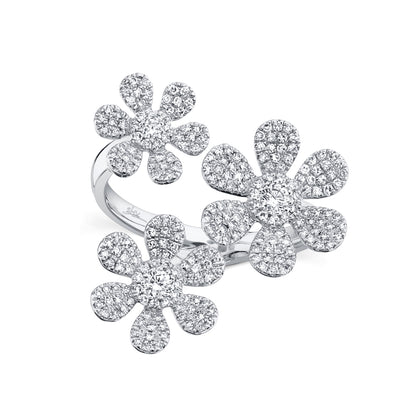0.62Ct 14K W/G Diamond Flower Ring