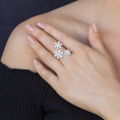 0.62Ct 14K W/G Diamond Flower Ring