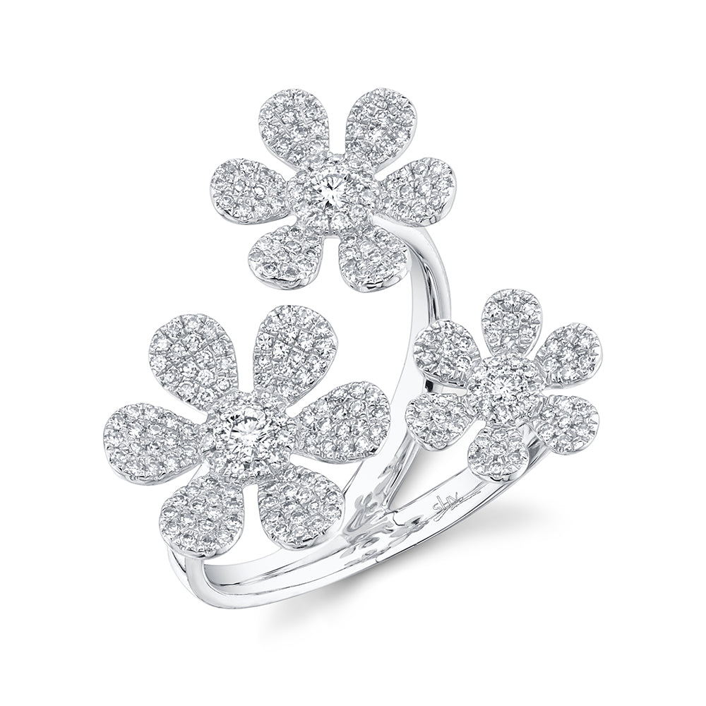 0.62Ct 14K W/G Diamond Flower Ring