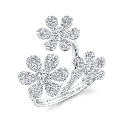 0.62Ct 14K W/G Diamond Flower Ring