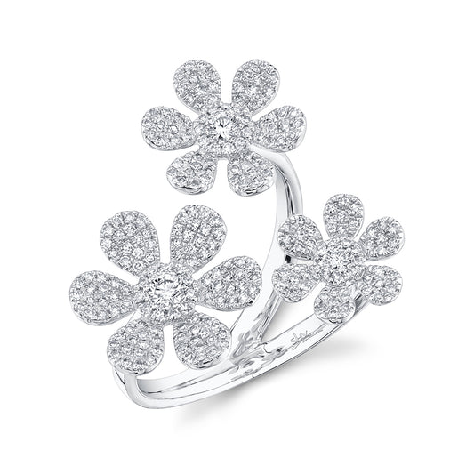 0.62Ct 14K W/G Diamond Flower Ring