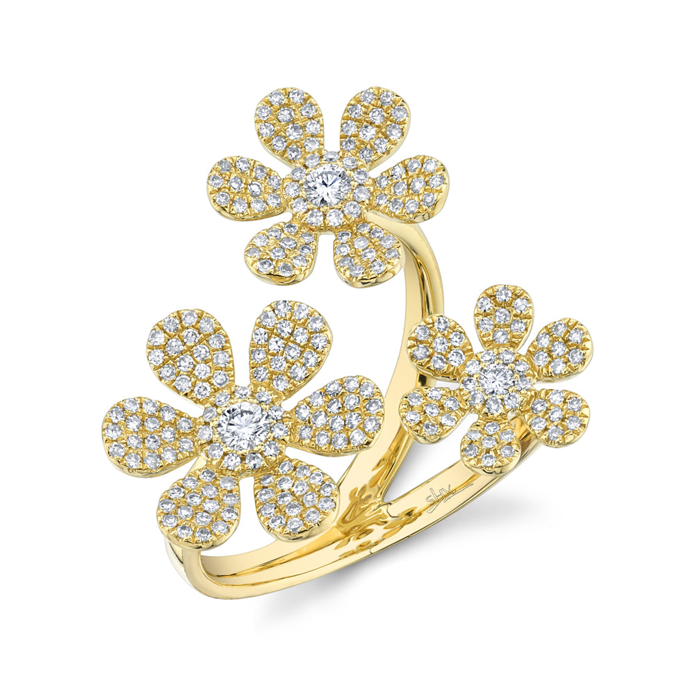0.62Ct 14K Y/G Diamond Flower Ring