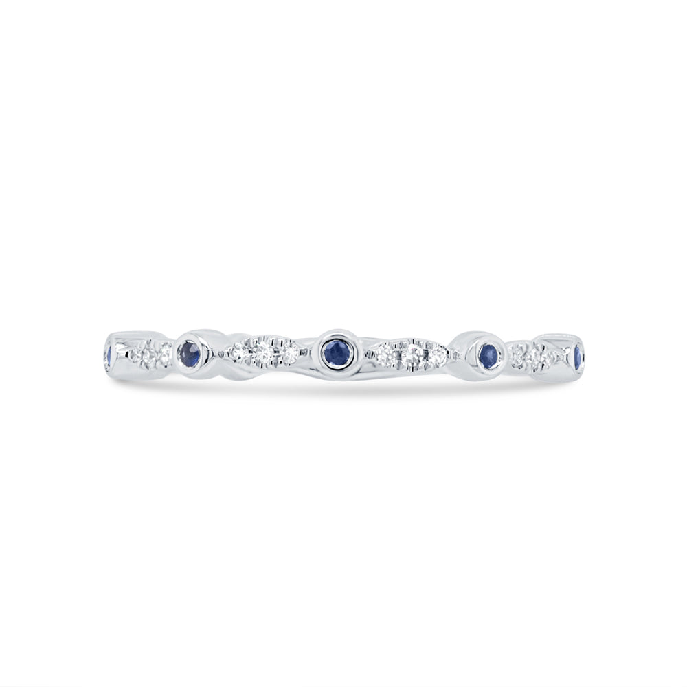 0.03Ct Diamond & 0.03Ct Blue Sapphire 14K W/G Lady's Band