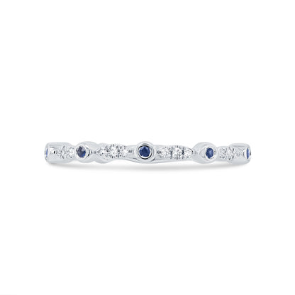 0.03Ct Diamond & 0.03Ct Blue Sapphire 14K W/G Lady's Band