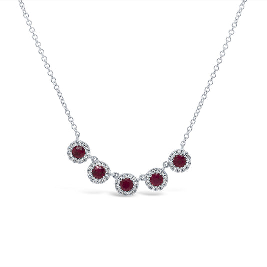 0.16Ct Diamond & 0.49Ct Ruby 14K W/G Necklace