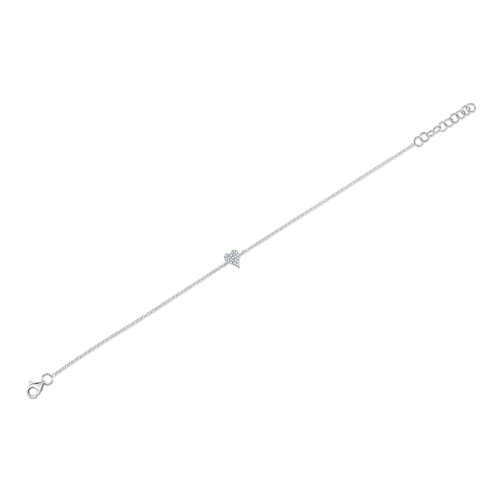 0.05Ct 14K W/G Diamond Pave Heart Bracelet