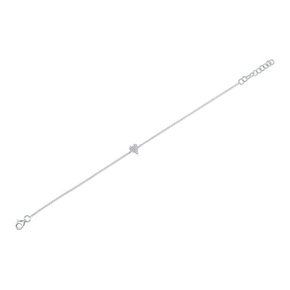 0.05Ct 14K W/G Diamond Pave Heart Bracelet