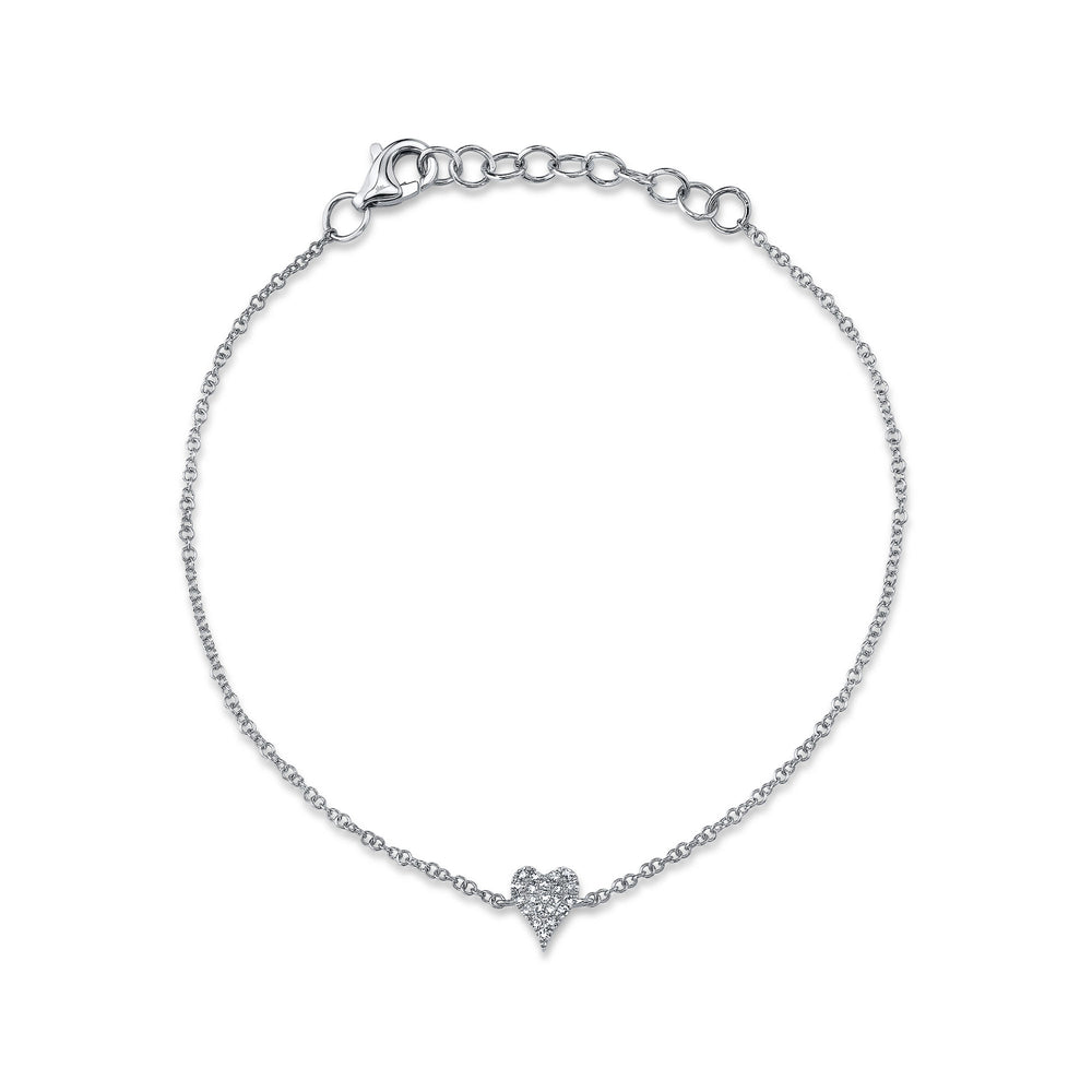 0.05Ct 14K W/G Diamond Pave Heart Bracelet