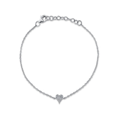 0.05Ct 14K W/G Diamond Pave Heart Bracelet