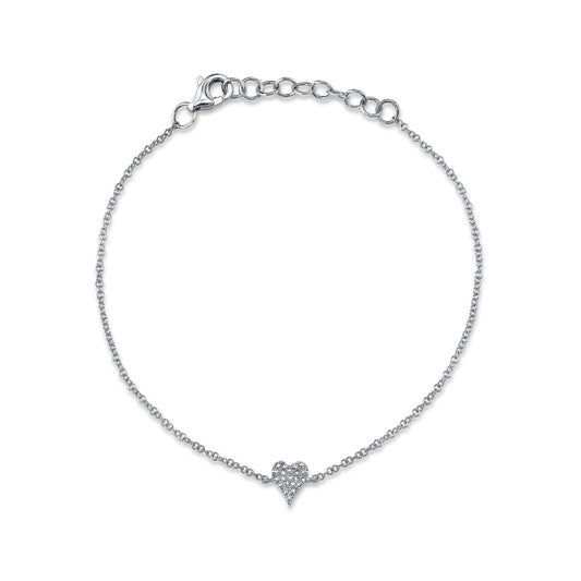 0.05Ct 14K W/G Diamond Pave Heart Bracelet