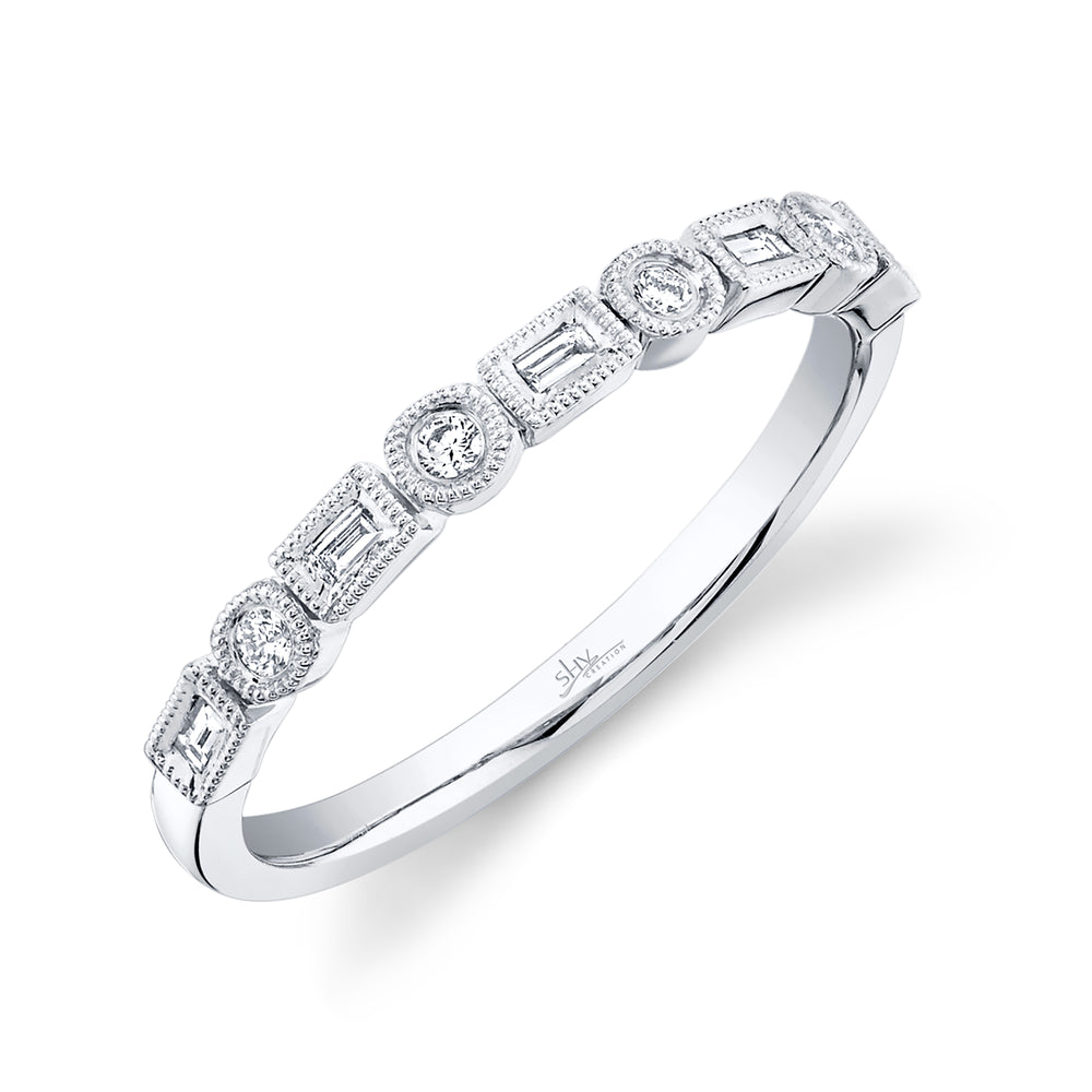 0.14Ct 14K W/G Diamond Baguette Band