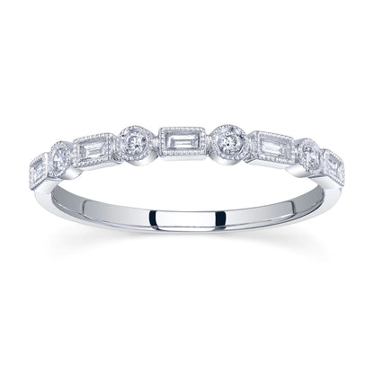 0.14Ct 14K W/G Diamond Baguette Band
