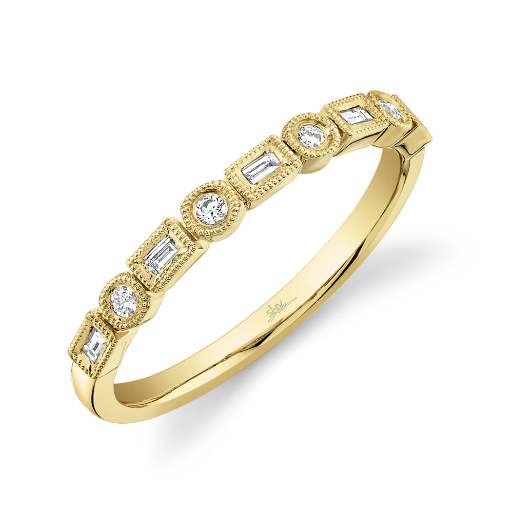 0.14Ct 14K Y/G Diamond Baguette Band