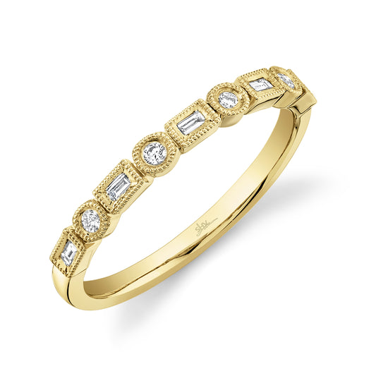 0.14Ct 14K Y/G Diamond Baguette Band