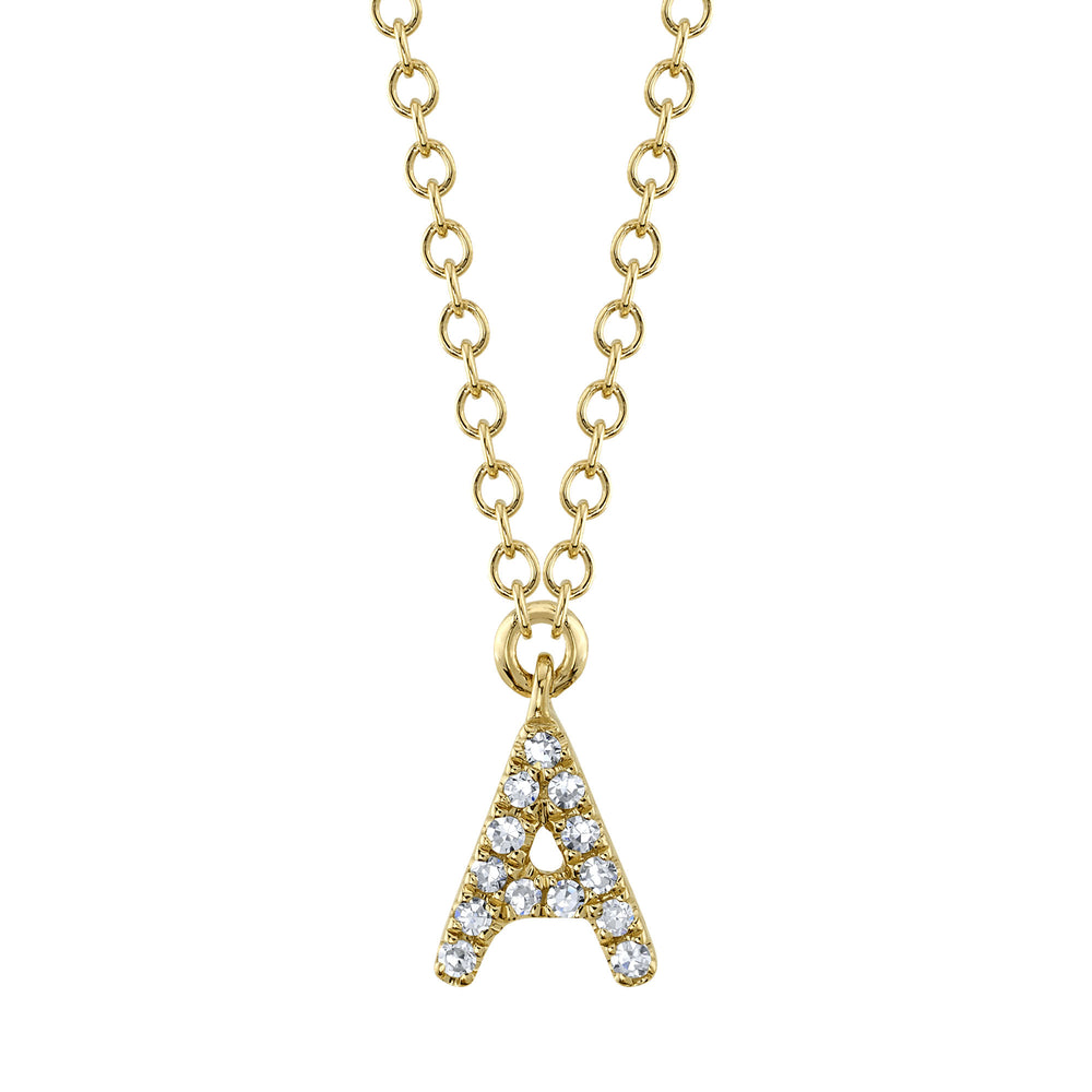 0.04Ct 14K Y/G Diamond Necklace - Initial A