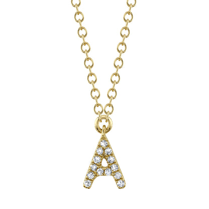 0.04Ct 14K Y/G Diamond Necklace - Initial A
