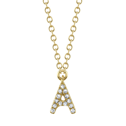 0.04Ct 14K Y/G Diamond Necklace - Initial A