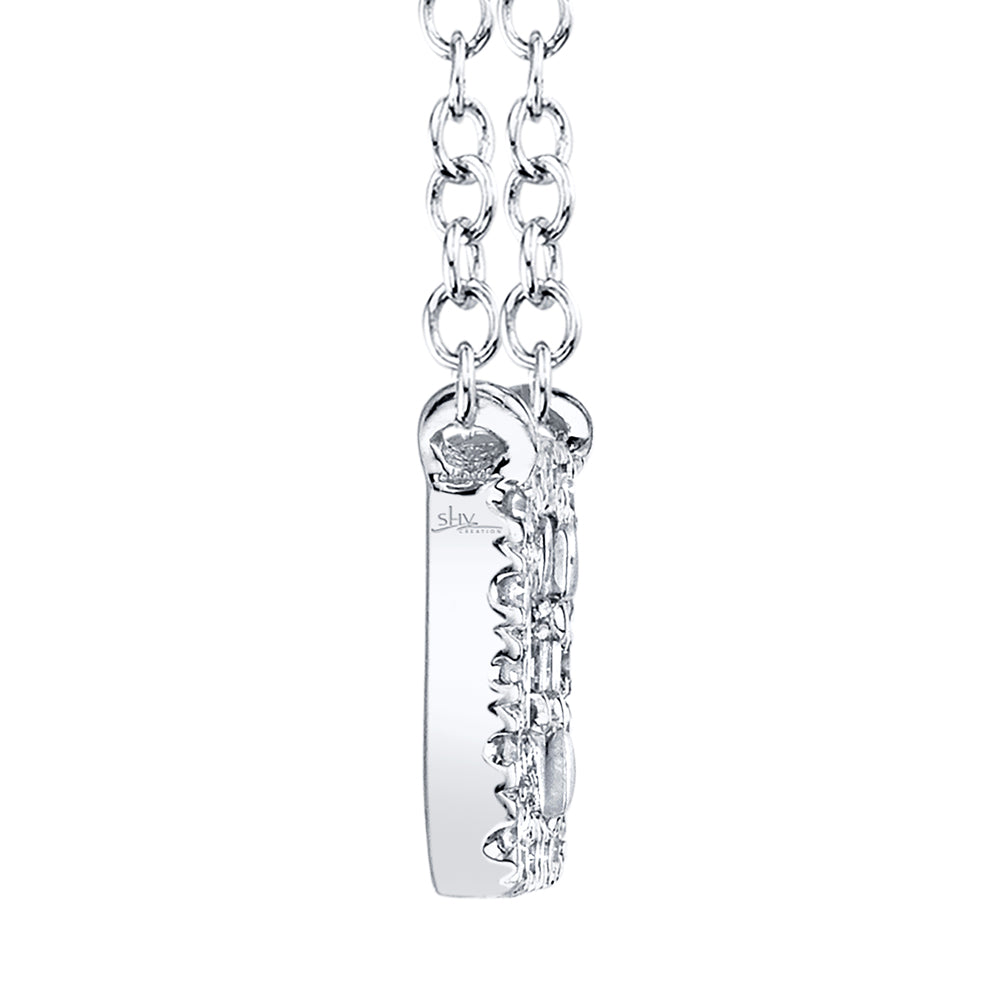 0.16Ct 14K W/G Diamond Baguette Necklace