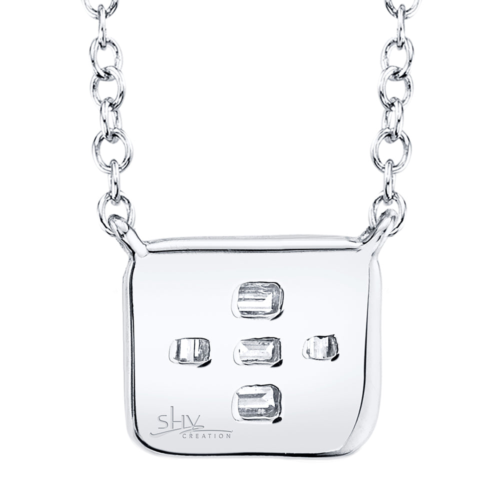 0.16Ct 14K W/G Diamond Baguette Necklace