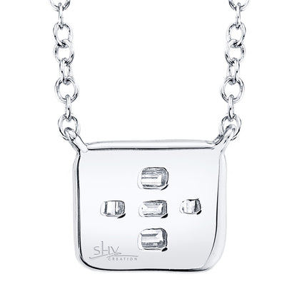 0.16Ct 14K W/G Diamond Baguette Necklace