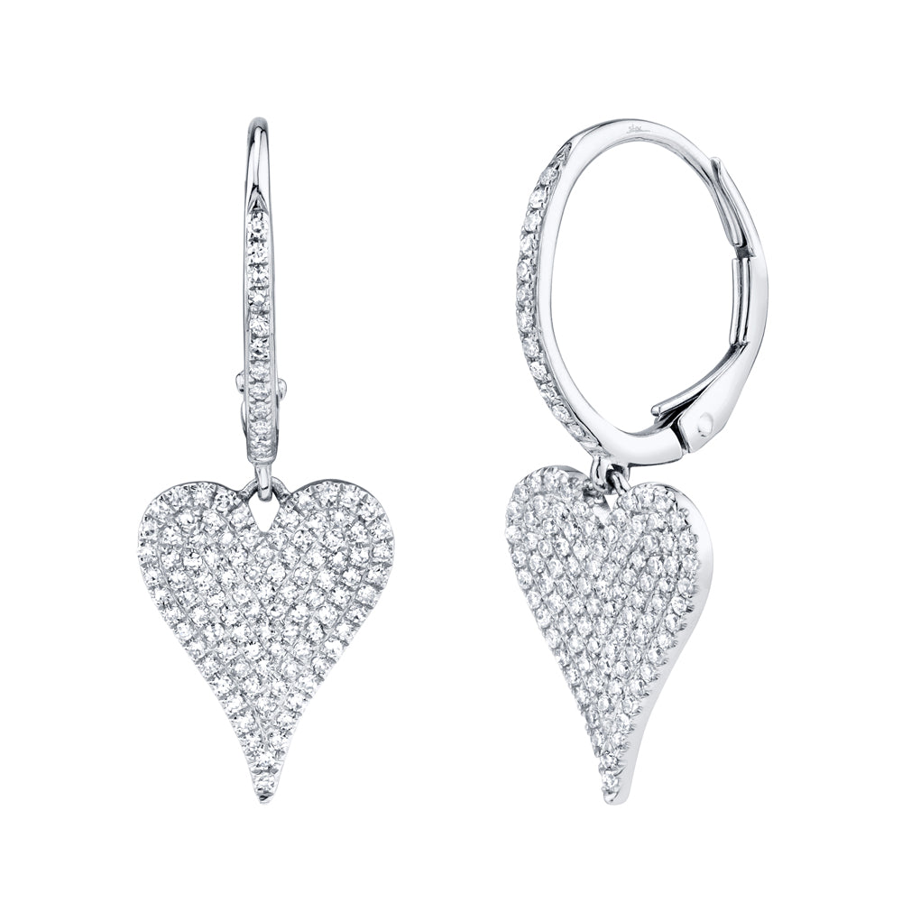 0.47Ct 14K W/G Diamond Pave Heart Earring
