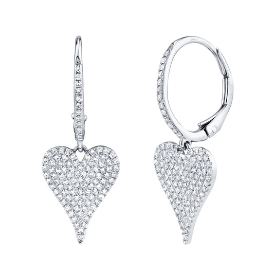 0.47Ct 14K W/G Diamond Pave Heart Earring