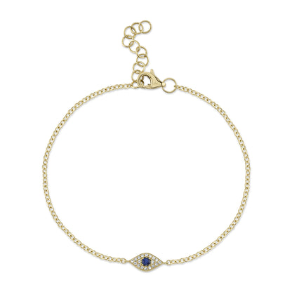 0.04Ct Diamond & 0.06Ct Blue Sapphire 14K Y/G Eye Bracelet
