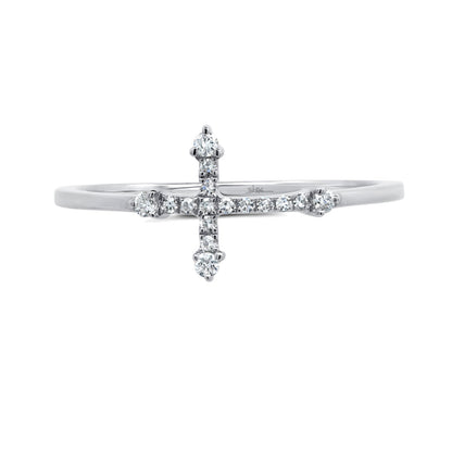 0.09Ct 14K W/G Diamond Cross Ring