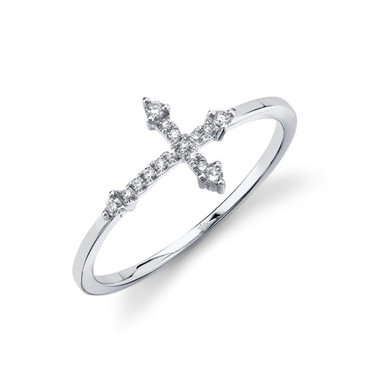 0.09Ct 14K W/G Diamond Cross Ring