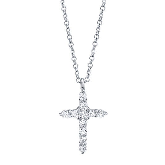 0.17Ct 14K W/G Diamond Cross Necklace