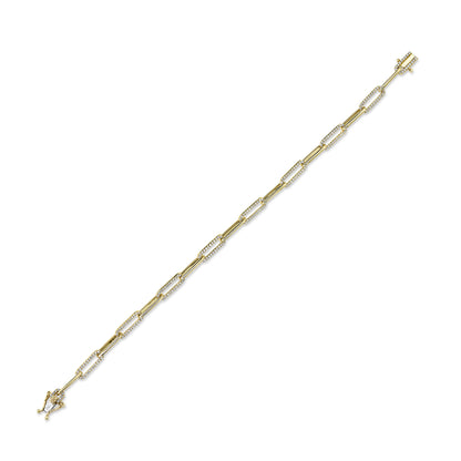 0.74Ct 14K Y/G Diamond Paper Clip Link Bracelet