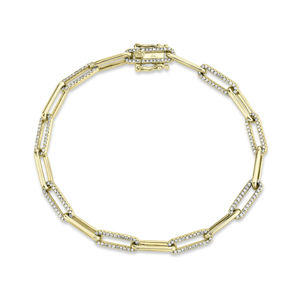 0.74Ct 14K Y/G Diamond Paper Clip Link Bracelet