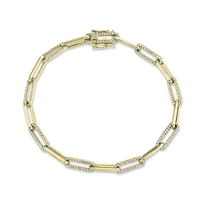 0.74Ct 14K Y/G Diamond Paper Clip Link Bracelet