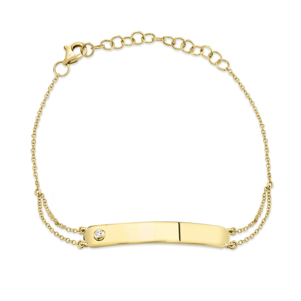 0.02Ct 14K Y/G Diamond Bar Id Bracelet