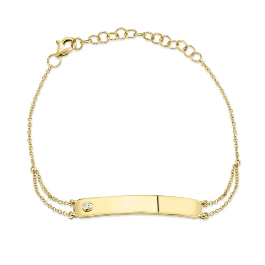 0.02Ct 14K Y/G Diamond Bar Id Bracelet